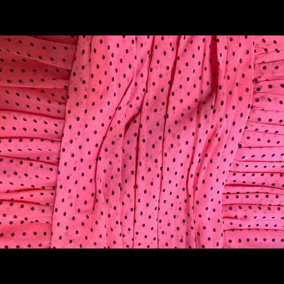 Polka dots salmon pink strapless minidress - Picture 5 of 7